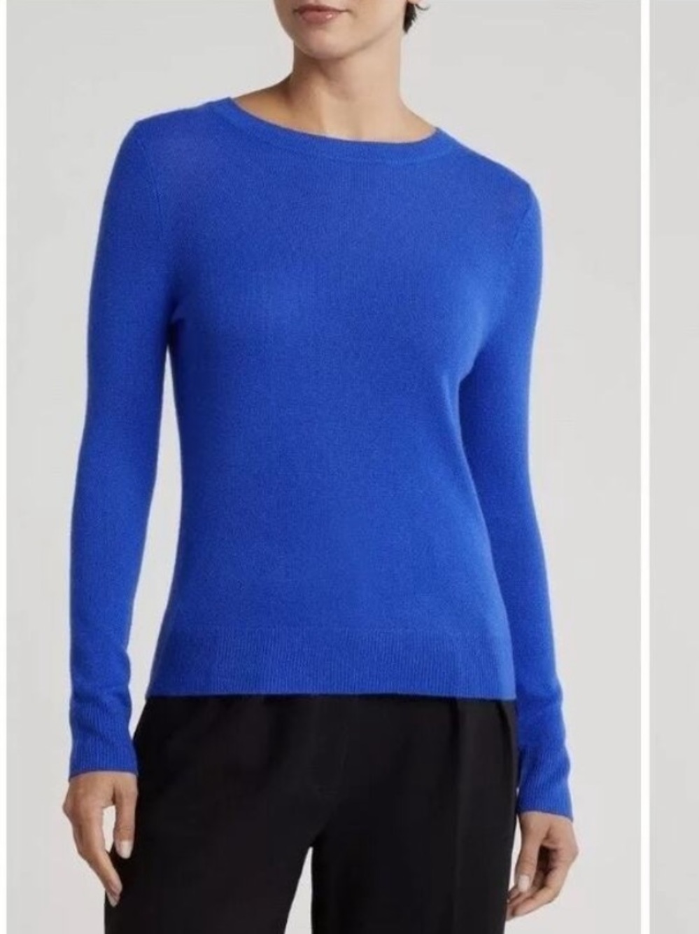 Nordstrom Cashmere Crewneck Sweater Long Sleeve In Blue Surf Size S